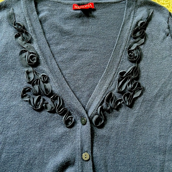 Merona Cardigan Medium Sweater with Ribbon Detailing - Picture 2 of 13
